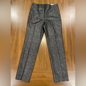 White House Black Market Black & Silver Patterned Skinny Pants